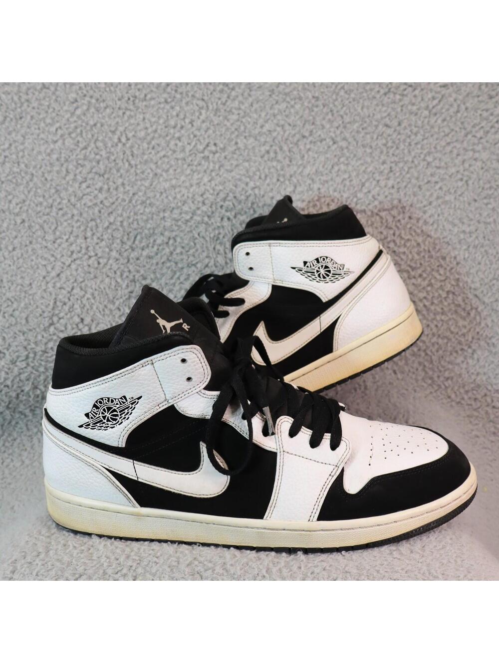 Nike Air Jordan 1 Mid “Tuxedo” White Black Sz 13 Men Panda